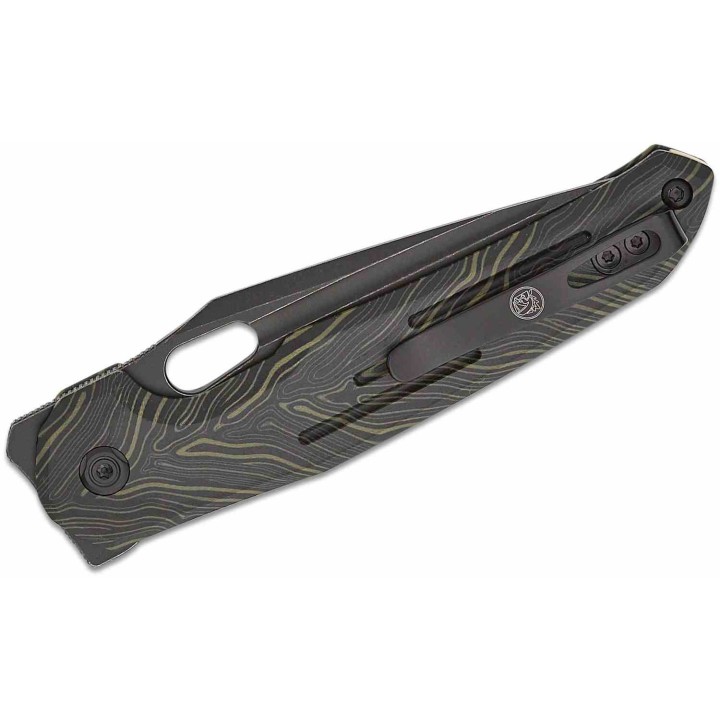 Couteau Vosteed Thunderbird Green Lame Acier S35VN Blackwash Manche GT-Mascus IKBS Button Lock Clip VOSTBSG2 - Livraion Gratuite