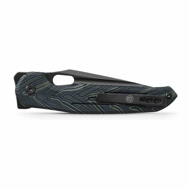 Couteau Vosteed Thunderbird Green Lame Acier S35VN Blackwash Manche GT-Mascus IKBS Button Lock Clip VOSTBSG2 - Livraion Gratuite