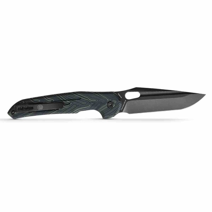 Couteau Vosteed Thunderbird Green Lame Acier S35VN Blackwash Manche GT-Mascus IKBS Button Lock Clip VOSTBSG2 - Livraion Gratuite
