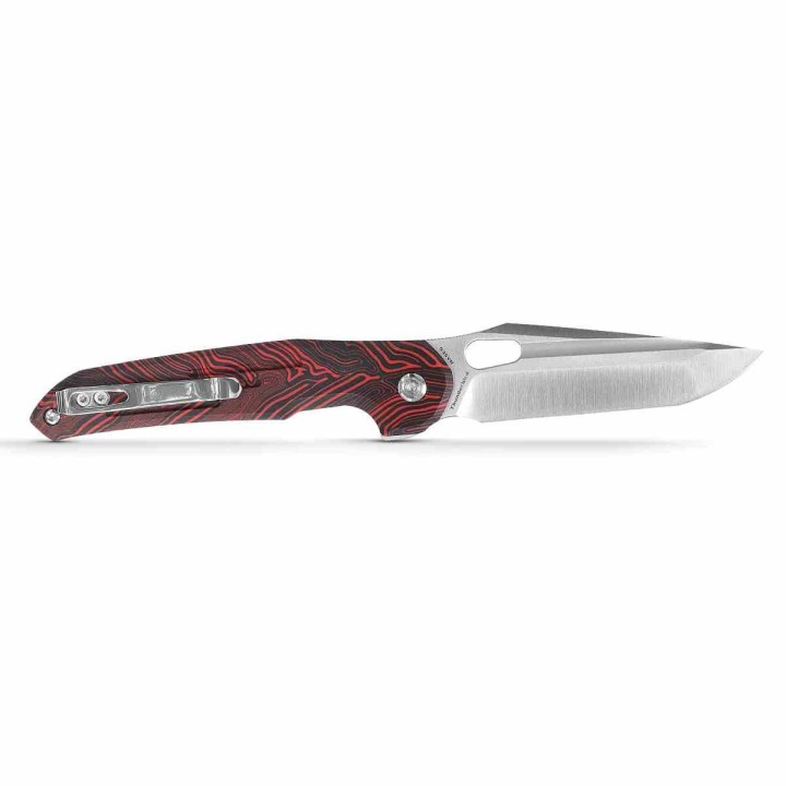 Couteau Vosteed Thunderbird Red Lame Acier S35VN Satin Manche GT-Mascus IKBS Button Lock Clip VOSTBSG1 - Livraison Gratuite