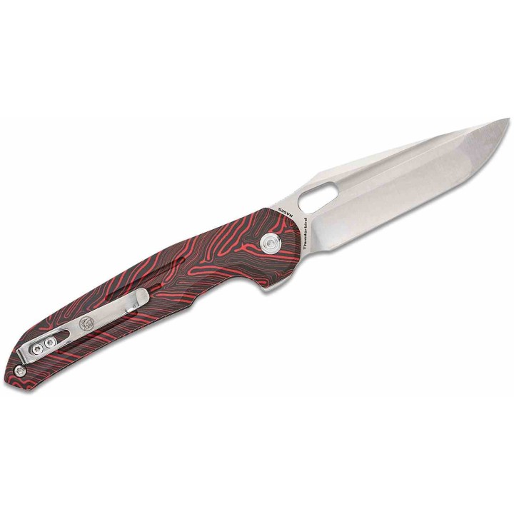 Couteau Vosteed Thunderbird Red Lame Acier S35VN Satin Manche GT-Mascus IKBS Button Lock Clip VOSTBSG1 - Livraison Gratuite