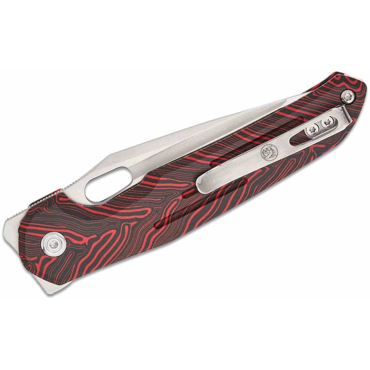 Couteau Vosteed Thunderbird Red Lame Acier S35VN Satin Manche GT-Mascus IKBS Button Lock Clip VOSTBSG1 - Livraison Gratuite