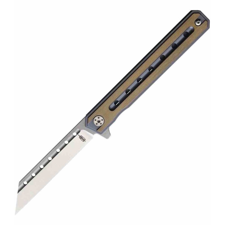 Couteau BucknBear Thunderbird Blue/Gold Manche Titane Lame Acier D2 IKBS Framelock Clip BNB1939D - Livraison Gratuite