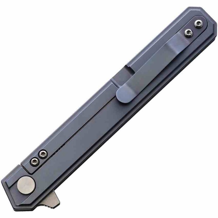 Couteau BucknBear Thunderbird Blue/Gold Manche Titane Lame Acier D2 IKBS Framelock Clip BNB1939D - Livraison Gratuite