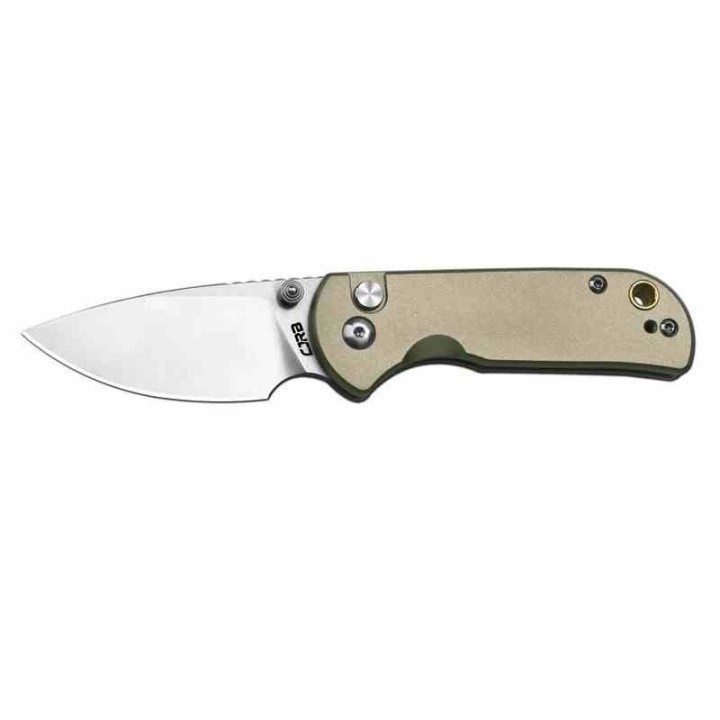 Couteau CJRB Mica Green Lame Acier AR-RPM9 Satin Manche Aluminum Button Lock IKBS Clip J1934GN - Livraison Gratuite