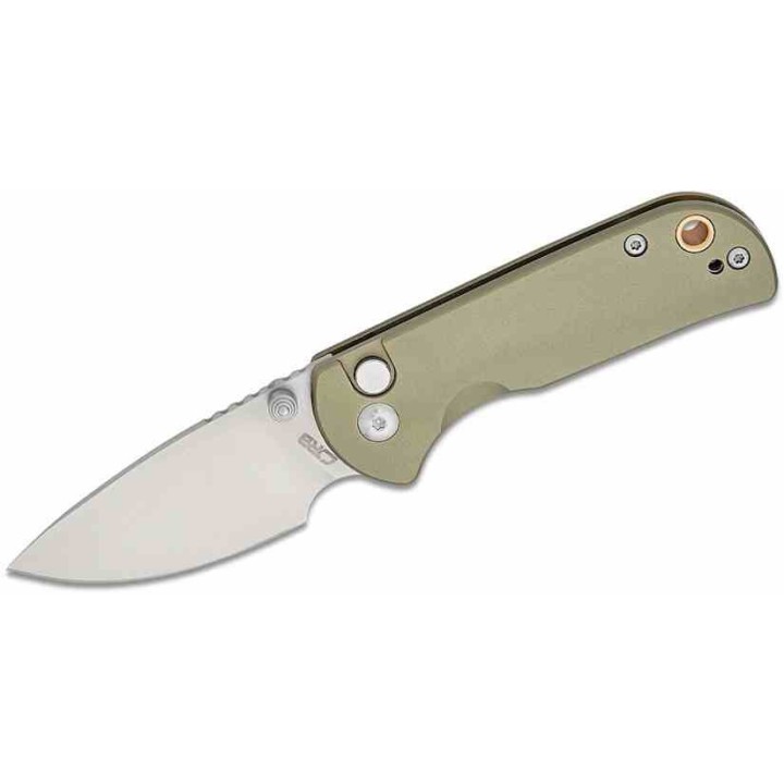 Couteau CJRB Mica Green Lame Acier AR-RPM9 Satin Manche Aluminum Button Lock IKBS Clip J1934GN - Livraison Gratuite