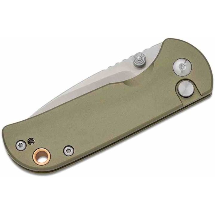 Couteau CJRB Mica Green Lame Acier AR-RPM9 Satin Manche Aluminum Button Lock IKBS Clip J1934GN - Livraison Gratuite