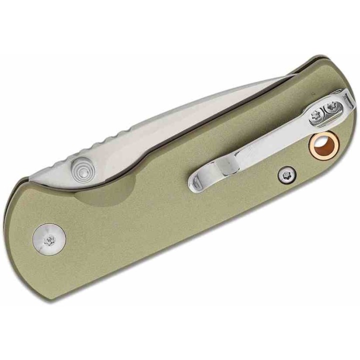 Couteau CJRB Mica Green Lame Acier AR-RPM9 Satin Manche Aluminum Button Lock IKBS Clip J1934GN - Livraison Gratuite