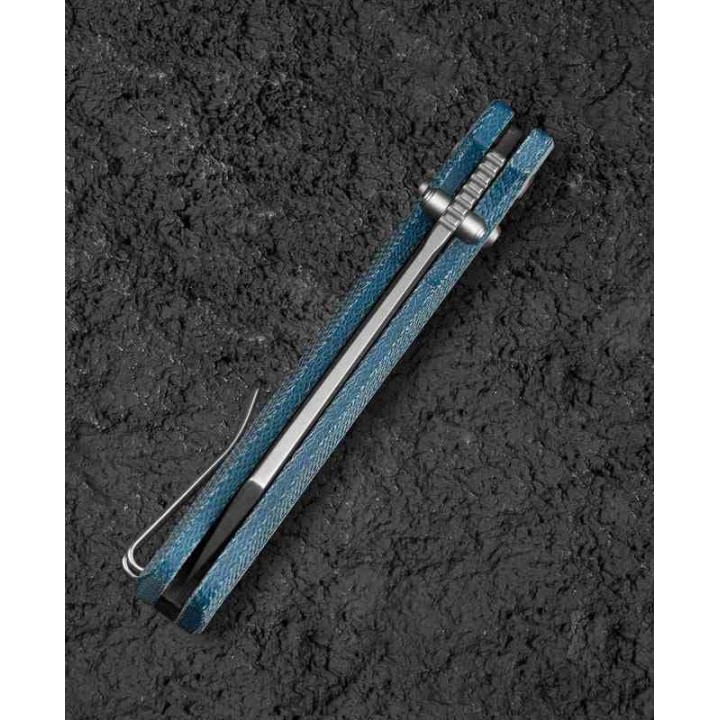 Couteau Bestech Slasher Blue Manche Micarta Lame Acier D2 SW IKBS Axis Lock Clip BTKG56C1 - Livraison Gratuite