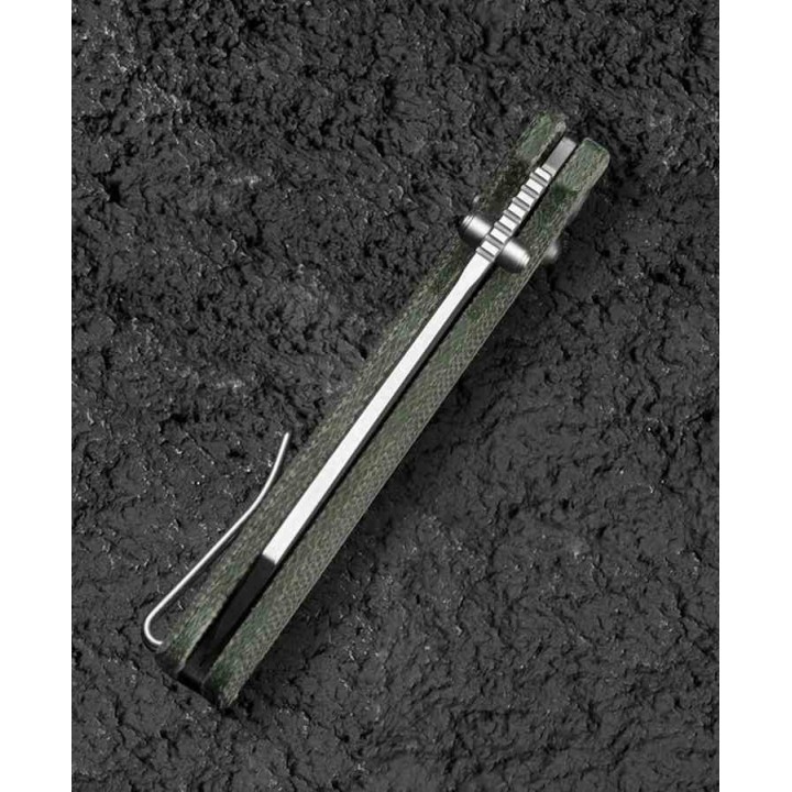 Couteau Bestech Slasher Green Manche Micarta Lame Acier D2 IKBS Axis Lock Clip BTKG56B1 - Livraison Gratuite