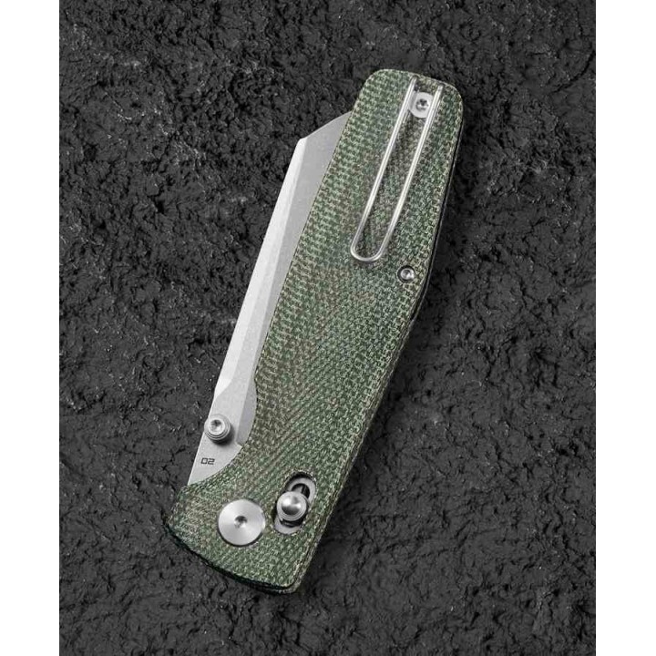 Couteau Bestech Slasher Green Manche Micarta Lame Acier D2 IKBS Axis Lock Clip BTKG56B1 - Livraison Gratuite