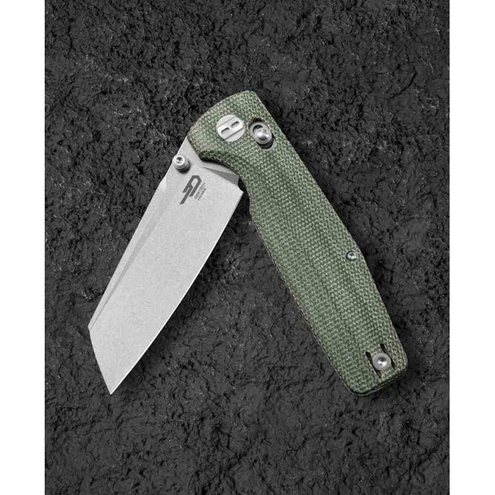 Couteau Bestech Slasher Green Manche Micarta Lame Acier D2 IKBS Axis Lock Clip BTKG56B1 - Livraison Gratuite