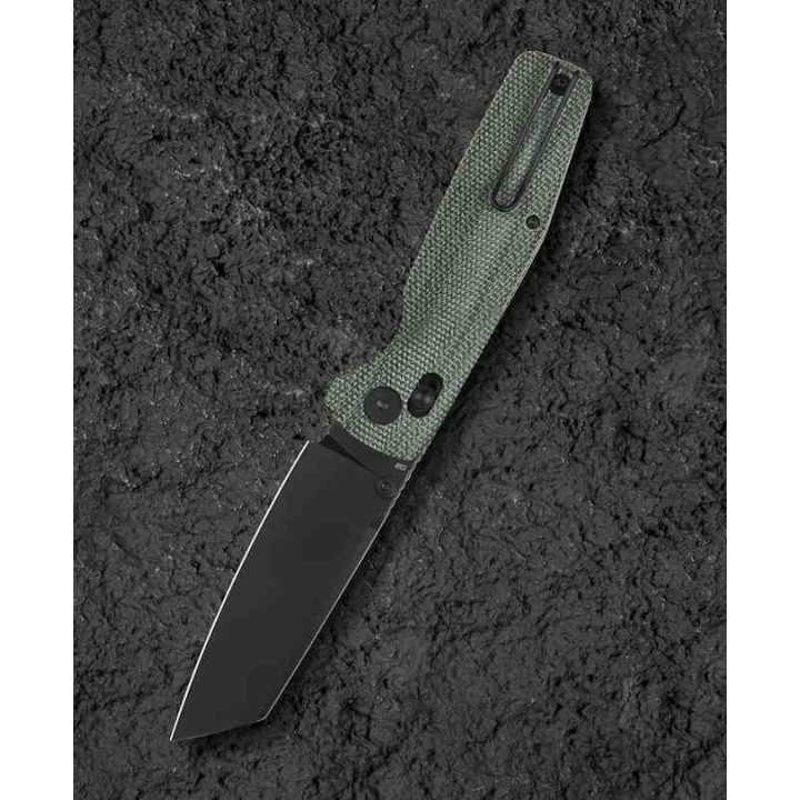 Couteau Bestech Slasher Green Manche Micarta Lame Acier D2 BLK IKBS Axis Lock Clip BTKG56B2 - Livraison Gratuite
