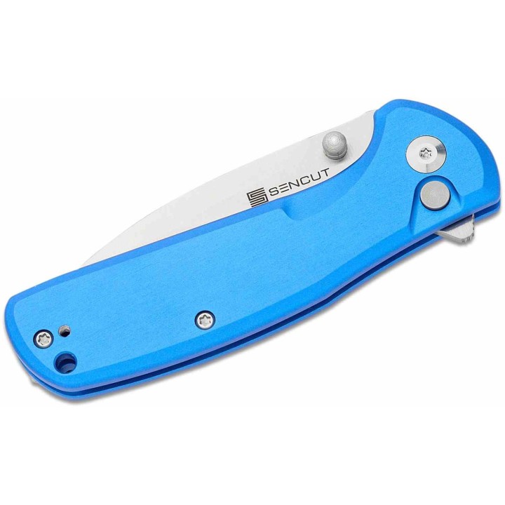 Couteau Sencut ArcBlast Blue Lame Acier 9Cr18MoV Satin Manche Alu Button Lock IKBS Clip S22043B3 - Livraison Gratuite