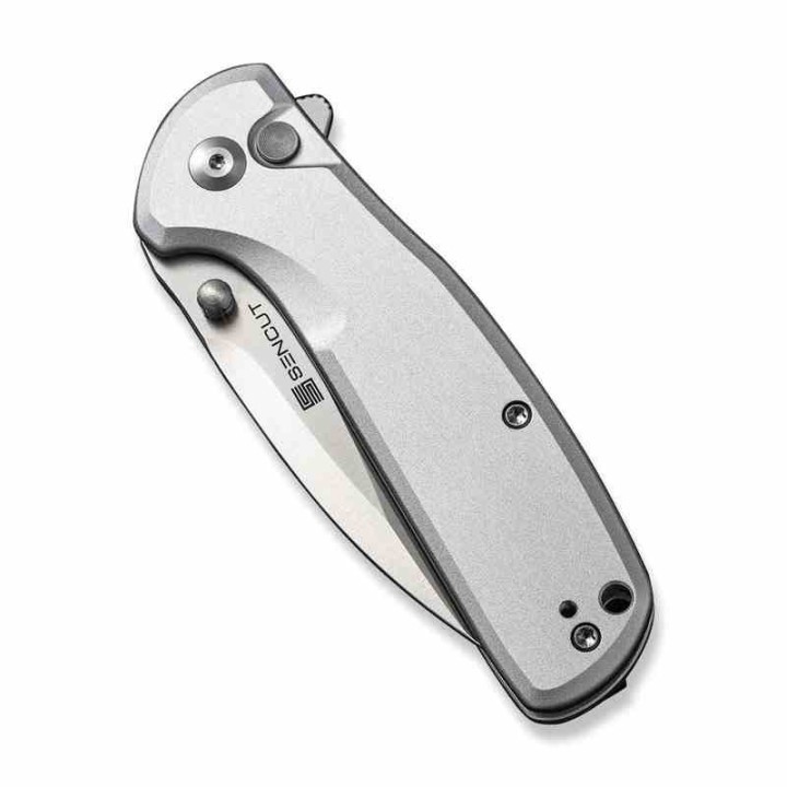 Couteau Sencut ArcBlast Silver Lame Acier 9Cr18MoV Satin Manche Alu Button Lock IKBS Clip S22043B2 - Livraison Gratuite