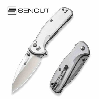 Couteau Sencut ArcBlast Silver Lame Acier 9Cr18MoV Satin Manche Alu Button Lock IKBS Clip S22043B2 - Livraison Gratuite