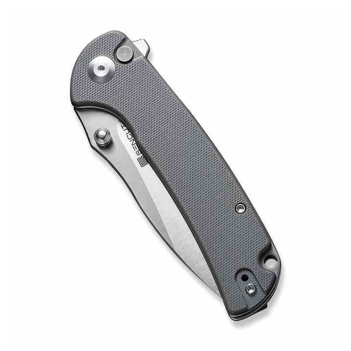 Couteau Sencut Pulsewave Gray Lame Acier 9Cr18MoV Satin Manche G10 Button Lock IKBS Clip S230322 - Livraison Gratuite