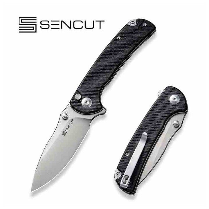 Couteau Sencut Pulsewave Black Lame Acier 9Cr18MoV Satin Manche G10 Button Lock IKBS Clip S230321 - Livraison Gratuite