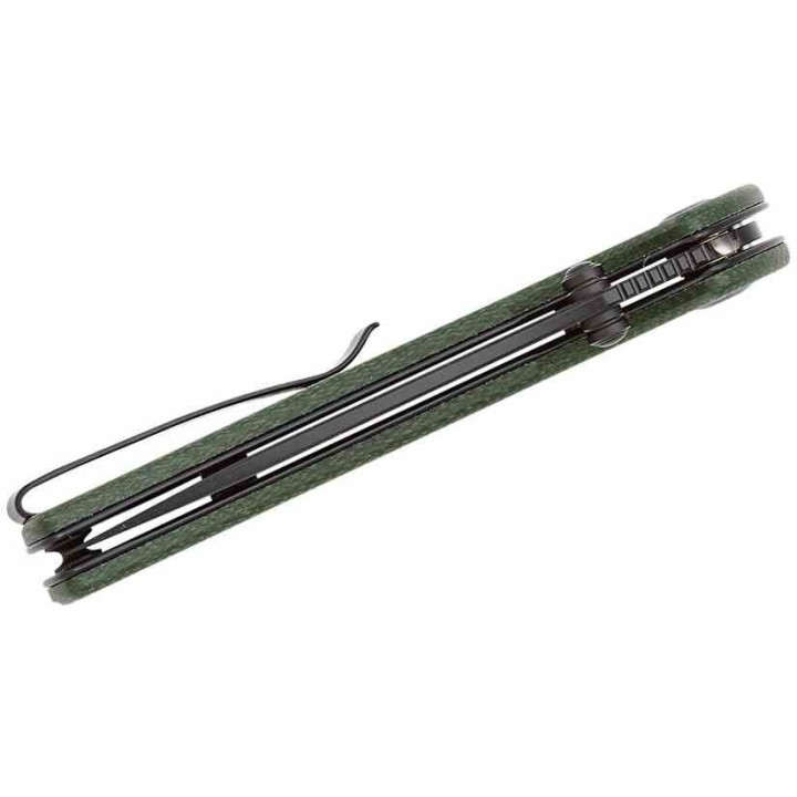 Couteau Sencut Pulsewave Green Lame Acier 9Cr18MoV Black Manche Micarta Button Lock IKBS Clip S230323 - Livraison Gratuite