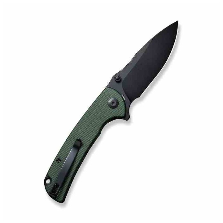 Couteau Sencut Pulsewave Green Lame Acier 9Cr18MoV Black Manche Micarta Button Lock IKBS Clip S230323 - Livraison Gratuite