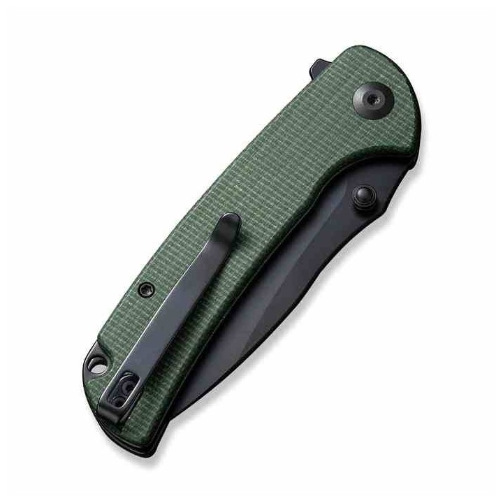 Couteau Sencut Pulsewave Green Lame Acier 9Cr18MoV Black Manche Micarta Button Lock IKBS Clip S230323 - Livraison Gratuite