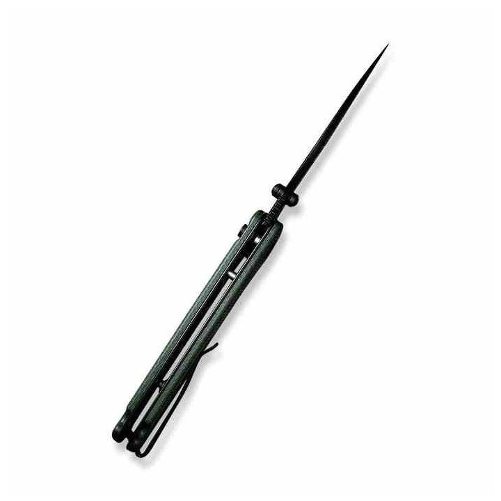 Couteau Sencut Pulsewave Green Lame Acier 9Cr18MoV Black Manche Micarta Button Lock IKBS Clip S230323 - Livraison Gratuite
