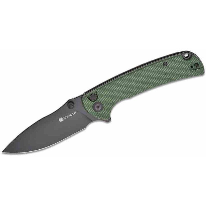 Couteau Sencut Pulsewave Green Lame Acier 9Cr18MoV Black Manche Micarta Button Lock IKBS Clip S230323 - Livraison Gratuite