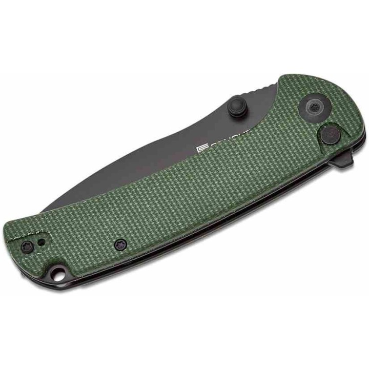 Couteau Sencut Pulsewave Green Lame Acier 9Cr18MoV Black Manche Micarta Button Lock IKBS Clip S230323 - Livraison Gratuite
