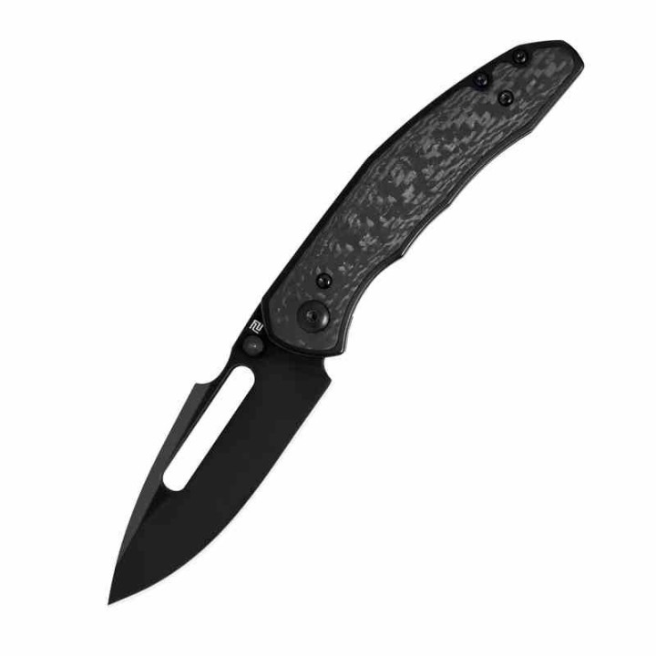 Couteau ArtisanCutlery Boa Black Manche Titane/Fibre Carbone Lame Acier S35VN Black IKBS ATZ1862GCF - Livraison Gratuite
