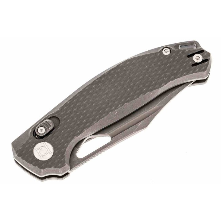 Couteau Kunwu Django Manche Titane Lame Acier Elmax Stonewash IKBS Button Lock Clip KUNX707T1S - Livraison Gratuite
