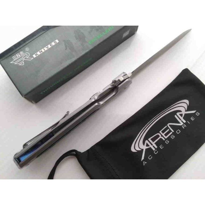 Couteau SRM 1162 Sanrenmu Tanto Lame 14C28N Manche Acier/Fibre Carbone IKBS Framelock Clip SRM1162 - Livraison Gratuite