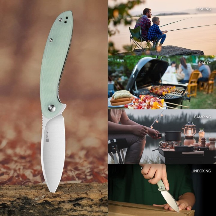 Couteau SENCUT San Angelo Jade Manche G10 Lame Acier 9Cr18MoV IKBS S210032 - Livraison Gratuite