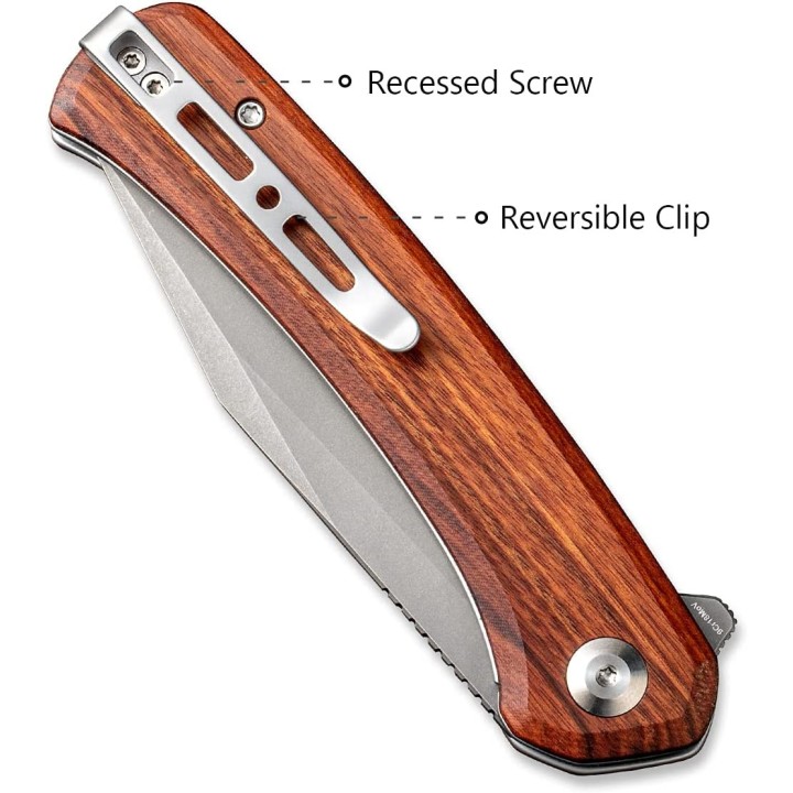 Couteau SENCUT Snap Cuiburtia Manche Wood Lame Acier 9Cr18MOB IKBS Linerlock CLip SA05DV1 - Livraison Gratuite