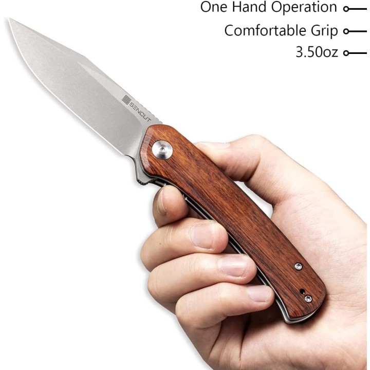 Couteau SENCUT Snap Cuiburtia Manche Wood Lame Acier 9Cr18MOB IKBS Linerlock CLip SA05DV1 - Livraison Gratuite
