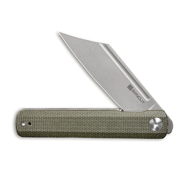 Couteau Sencut Bronte Front Green Manche Micarta Lame Acier 9Cr18MoV Manche IKBS Linerlock Clip SA08B - Livraison Gratuite