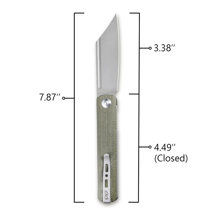 Couteau Sencut Bronte Front Green Manche Micarta Lame Acier 9Cr18MoV Manche IKBS Linerlock Clip SA08B - Livraison Gratuite