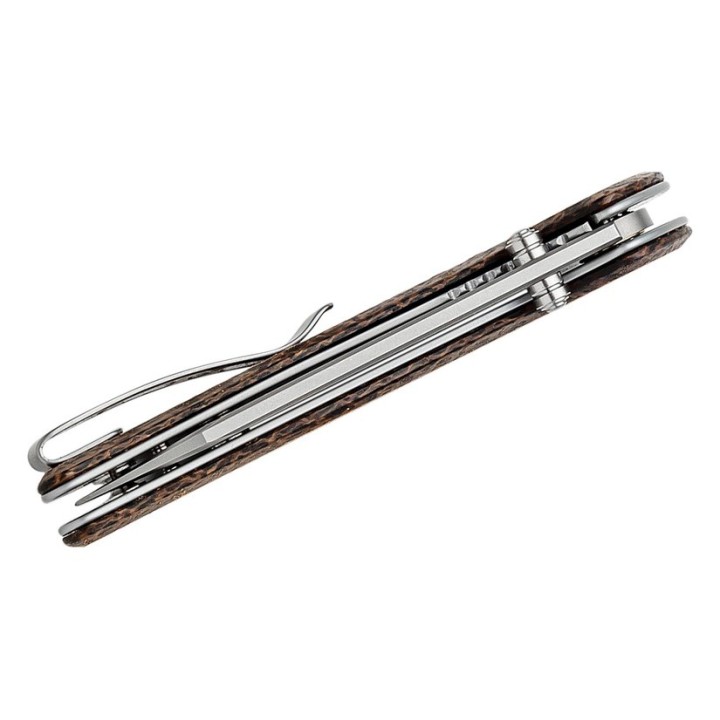 Couteau Sencut Fritch Brown Matrix Lame Acier 9Cr18MoV Manche Micarta IKBS Linerlock Clip S220143 - Livraison Gratuite