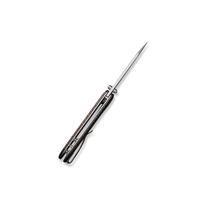 Couteau Sencut Fritch Brown Matrix Lame Acier 9Cr18MoV Manche Micarta IKBS Linerlock Clip S220143 - Livraison Gratuite
