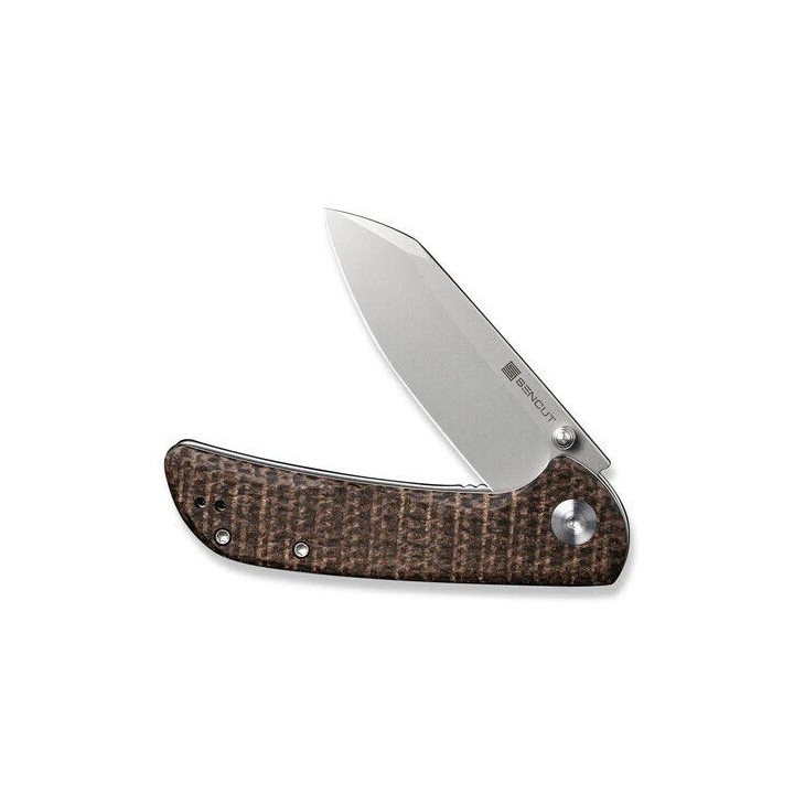 Couteau Sencut Fritch Brown Matrix Lame Acier 9Cr18MoV Manche Micarta IKBS Linerlock Clip S220143 - Livraison Gratuite