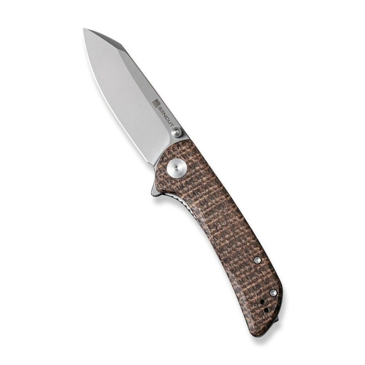 Couteau Sencut Fritch Brown Matrix Lame Acier 9Cr18MoV Manche Micarta IKBS Linerlock Clip S220143 - Livraison Gratuite