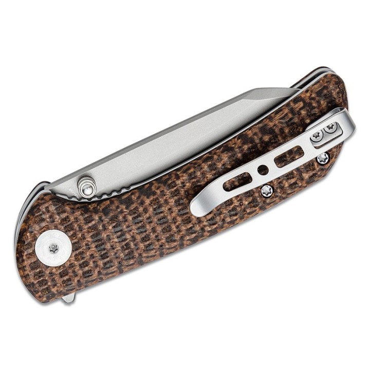 Couteau Sencut Fritch Brown Matrix Lame Acier 9Cr18MoV Manche Micarta IKBS Linerlock Clip S220143 - Livraison Gratuite