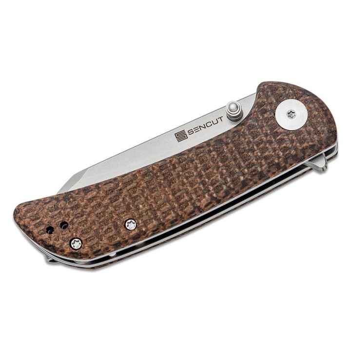 Couteau Sencut Fritch Brown Matrix Lame Acier 9Cr18MoV Manche Micarta IKBS Linerlock Clip S220143 - Livraison Gratuite