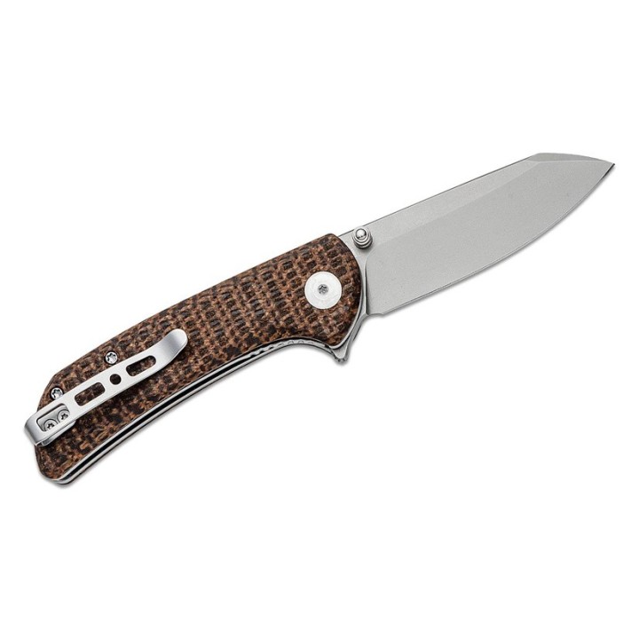 Couteau Sencut Fritch Brown Matrix Lame Acier 9Cr18MoV Manche Micarta IKBS Linerlock Clip S220143 - Livraison Gratuite