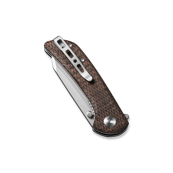 Couteau Sencut Fritch Brown Matrix Lame Acier 9Cr18MoV Manche Micarta IKBS Linerlock Clip S220143 - Livraison Gratuite
