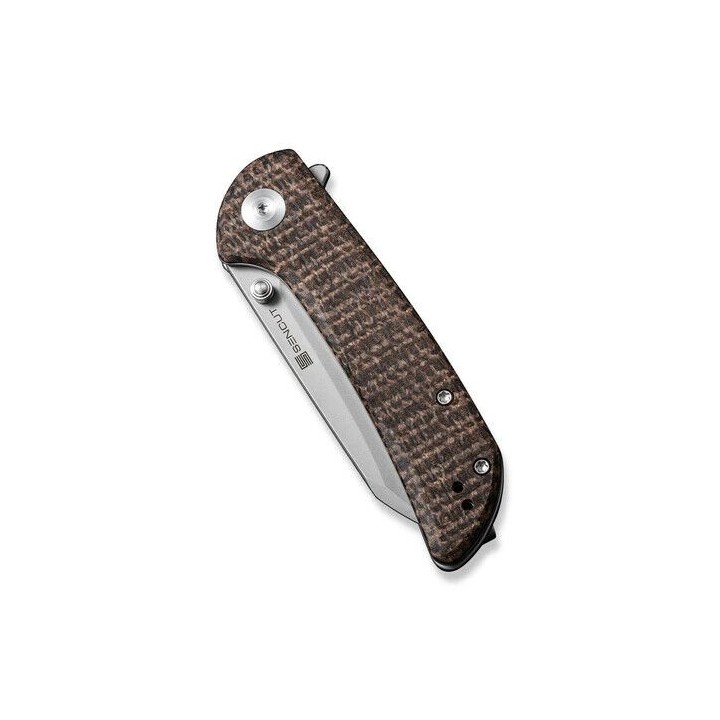 Couteau Sencut Fritch Brown Matrix Lame Acier 9Cr18MoV Manche Micarta IKBS Linerlock Clip S220143 - Livraison Gratuite