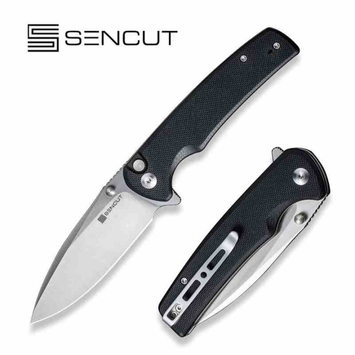 Couteau SENCUT Sachse Black Button Lock Manche G10 Lame Acier 9Cr18MoV IKBS Clip S210075 - Livraison Gratuite