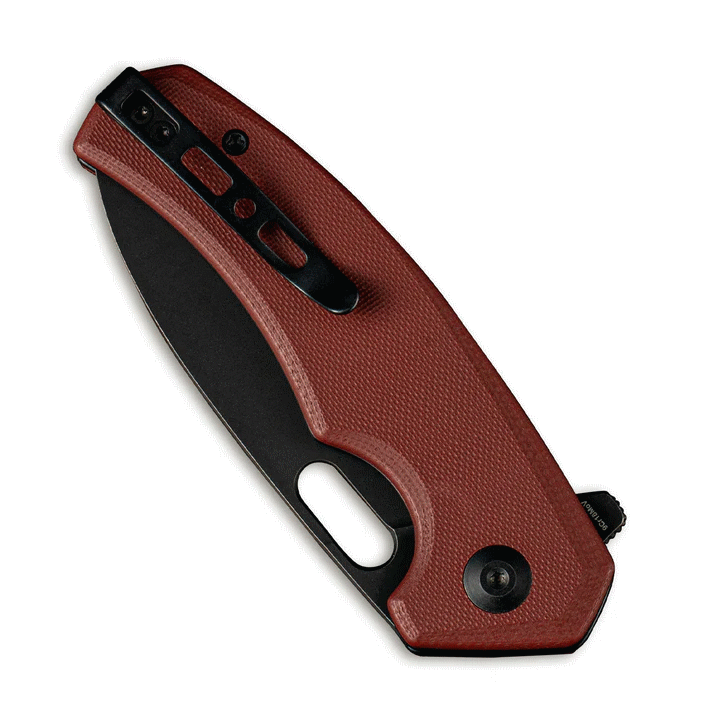 Couteau SENCUT Acumen Burgundy Manche G10 Lame Black Acier 9Cr18MoV IKBS Linerlock Clip SA06B - Livraison Gratuite