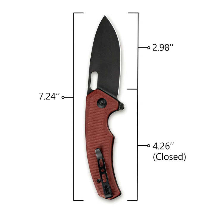 Couteau SENCUT Acumen Burgundy Manche G10 Lame Black Acier 9Cr18MoV IKBS Linerlock Clip SA06B - Livraison Gratuite