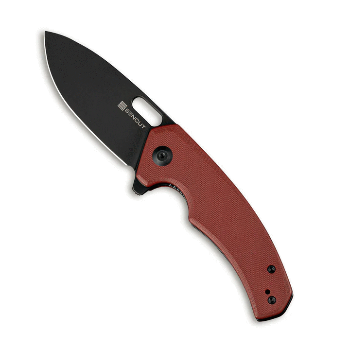 Couteau SENCUT Acumen Burgundy Manche G10 Lame Black Acier 9Cr18MoV IKBS Linerlock Clip SA06B - Livraison Gratuite