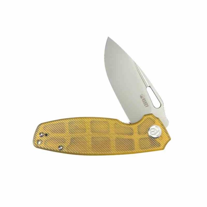 Couteau Kubey Tityus Ultem Lame Acier D2 Bead Blast Manche Yellow IKBS Linerlock Clip KUB322L - Livraison Gratuite